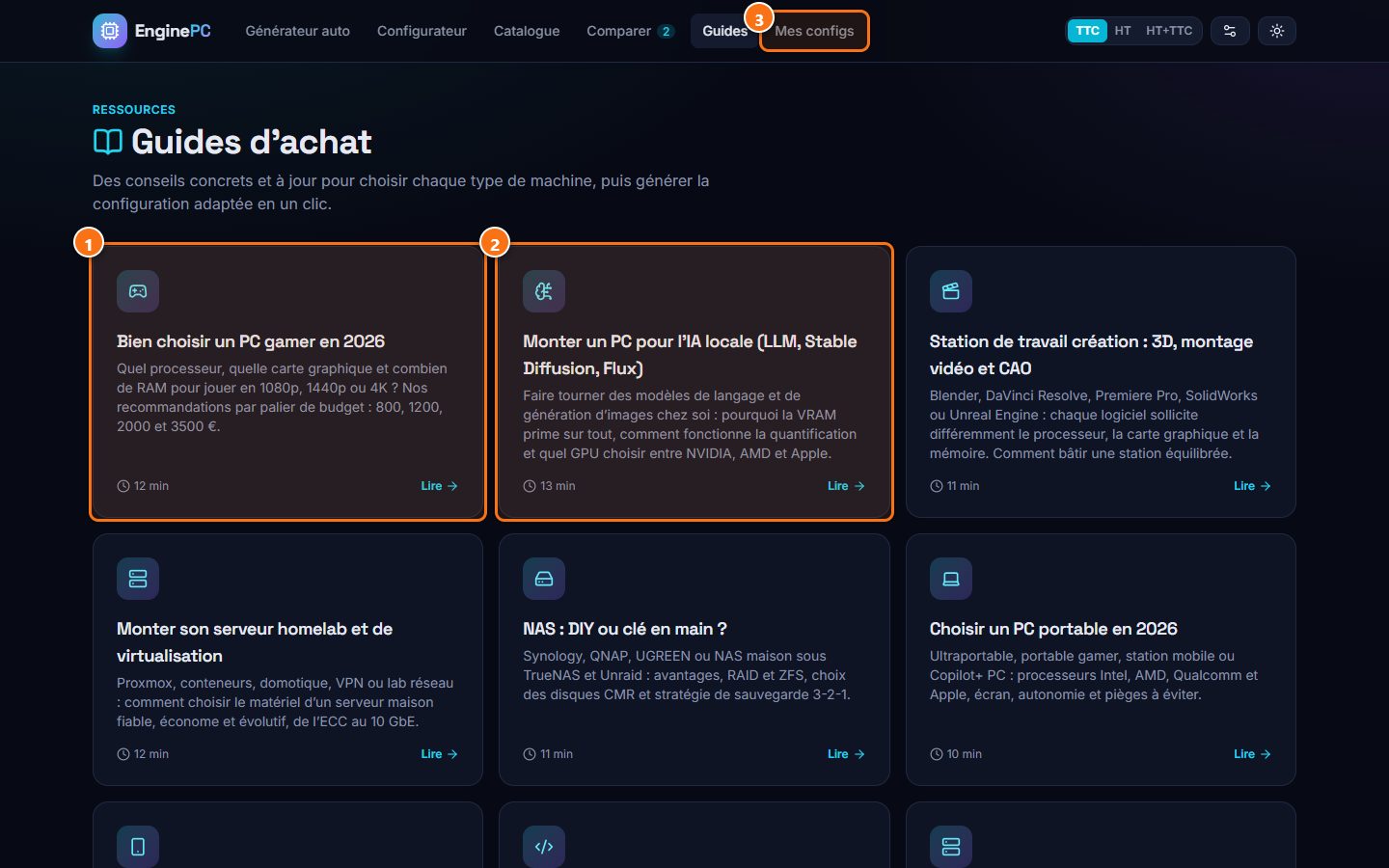 EnginePC : Les guides d'achat