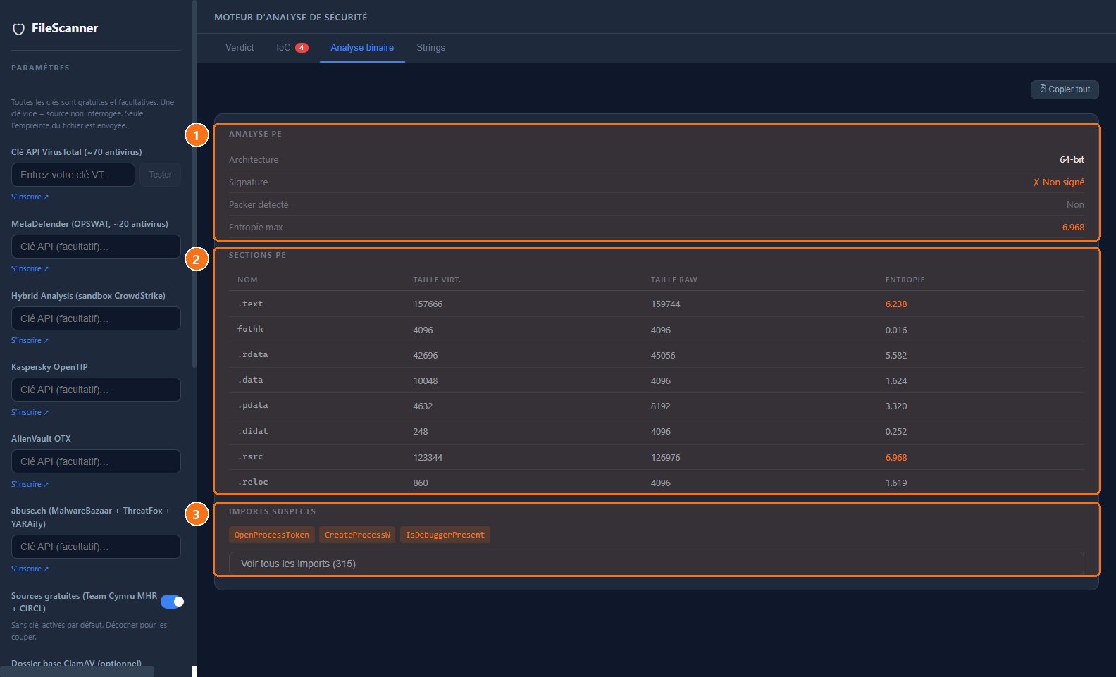 FileScanner : L'analyse de l'exécutable