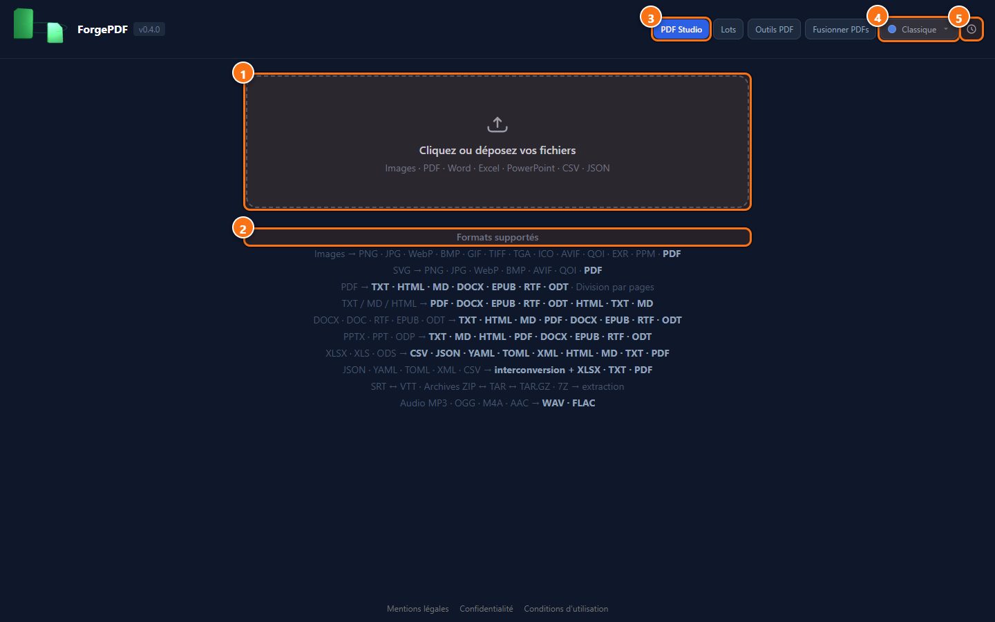 ForgePDF : L'accueil