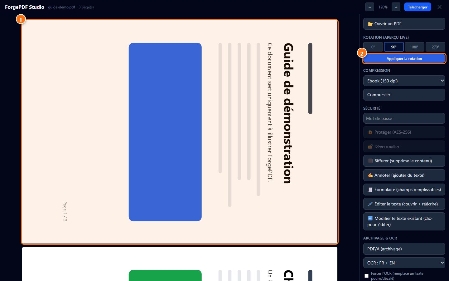 ForgePDF : Rotation en aperçu direct