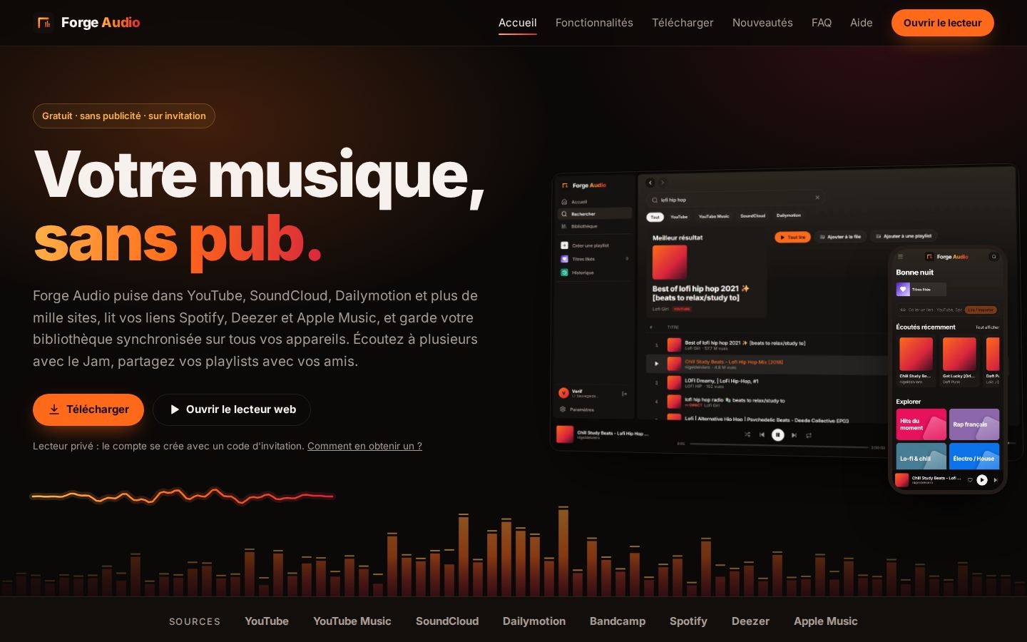 Forge Audio sur ordinateur