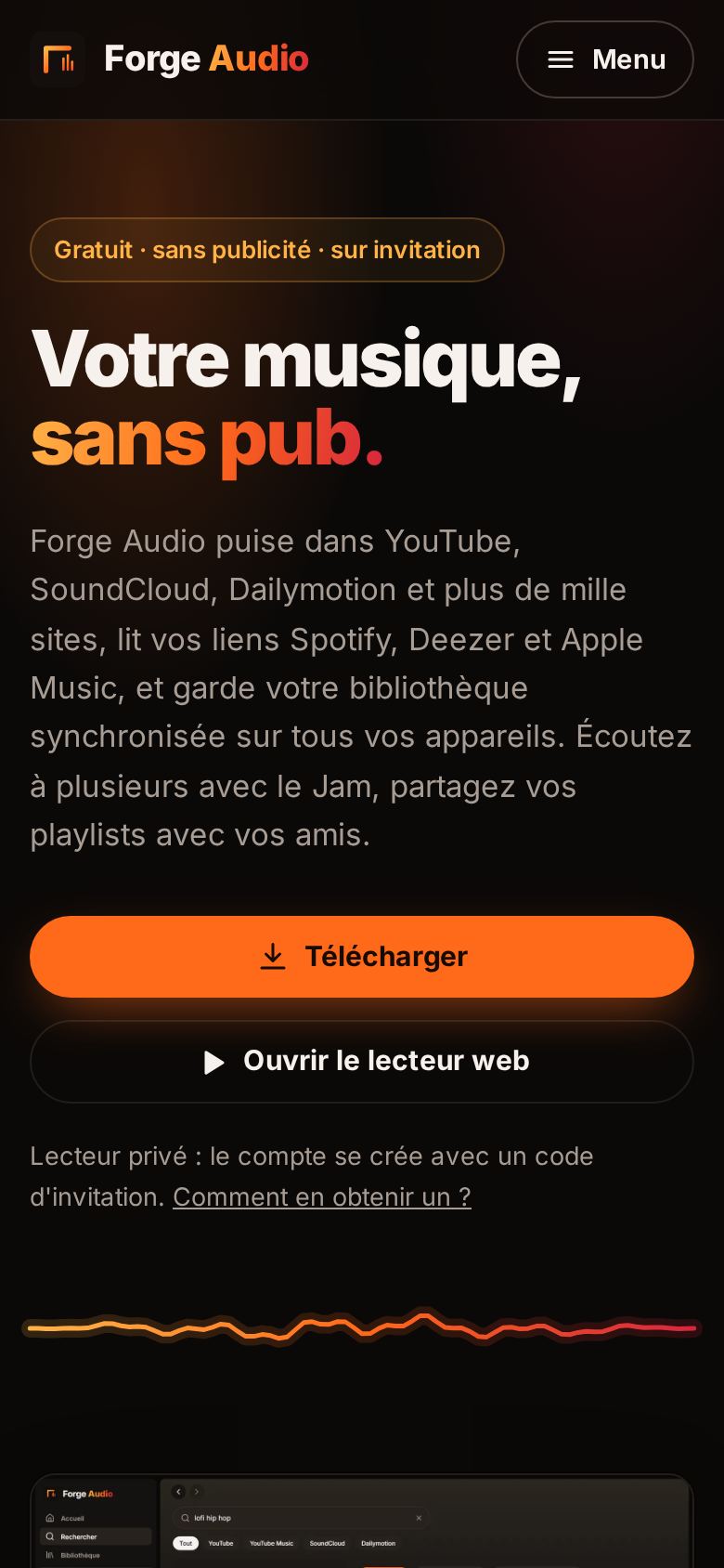 Forge Audio sur téléphone