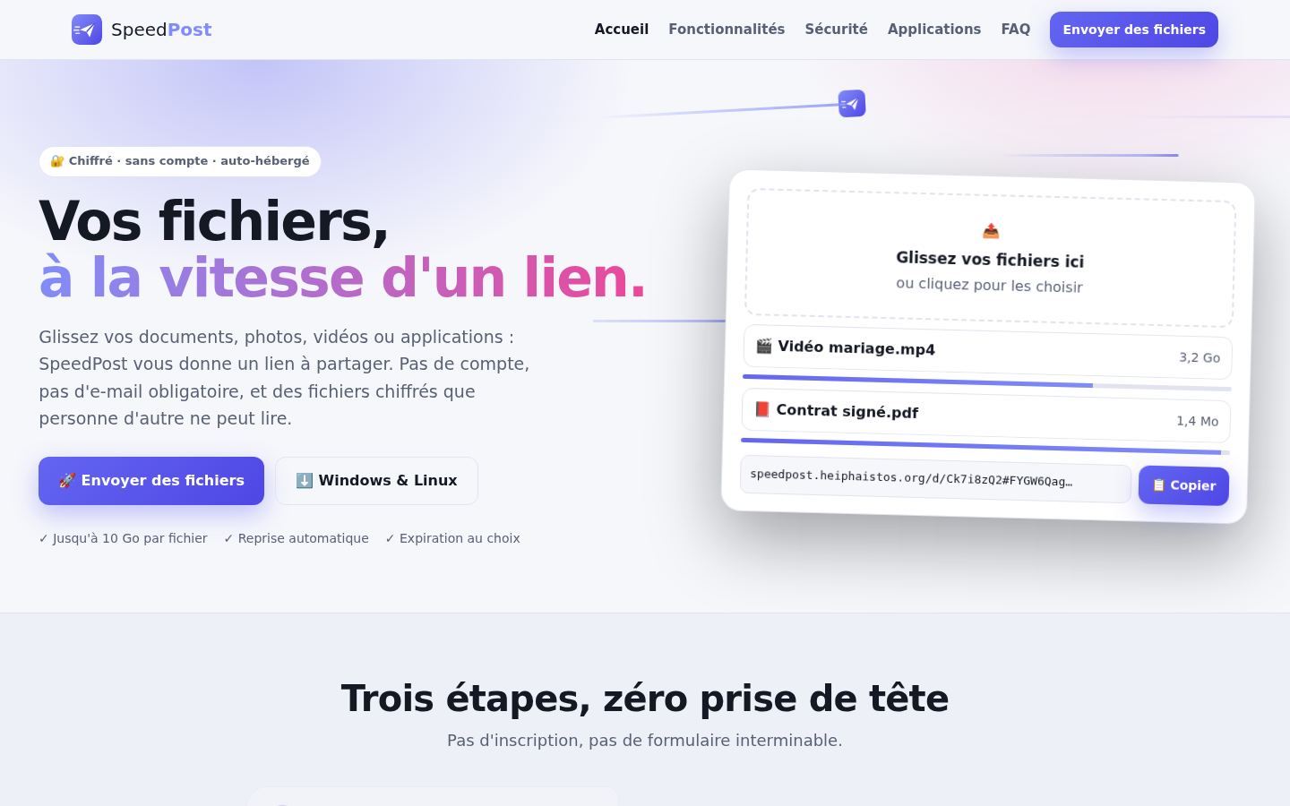 SpeedPost sur ordinateur